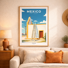 Affiche Mexique Yucatán | Poster voyage couleurs du soleil | Déco bohème chic | Art mural minimal | Cadeau escapade