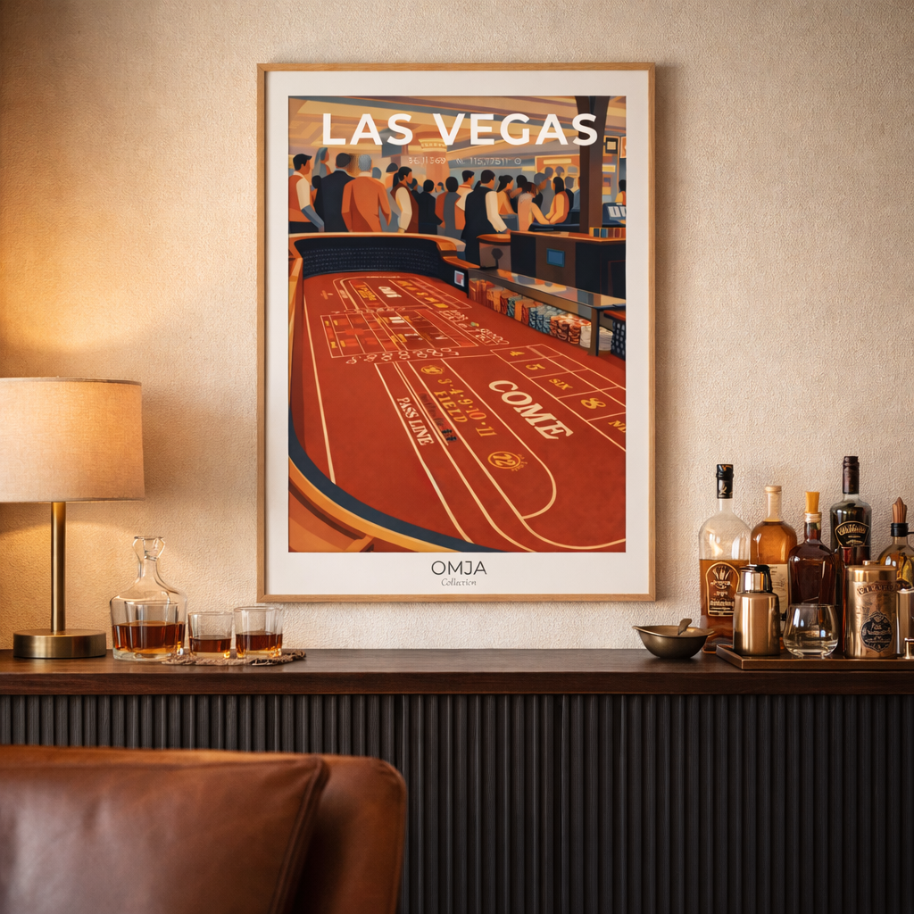 Affiche Las Vegas | Poster voyage Nevada | Art mural casino | Déco moderne rétro | Cadeau USA | City trip Vegas