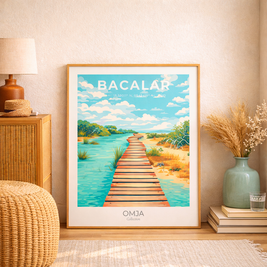 Affiche Bacalar Mexique | Poster lagune turquoise “7 couleurs” | Déco tropicale chic | Art mural voyage | Cadeau plage