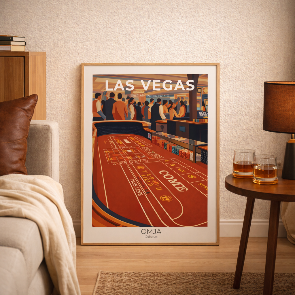 Affiche Las Vegas | Poster voyage Nevada | Art mural casino | Déco moderne rétro | Cadeau USA | City trip Vegas