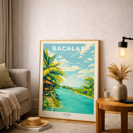 Affiche Bacalar Mexique – Poster lagune turquoise, déco murale tropicale chic, souvenir de voyage authentique