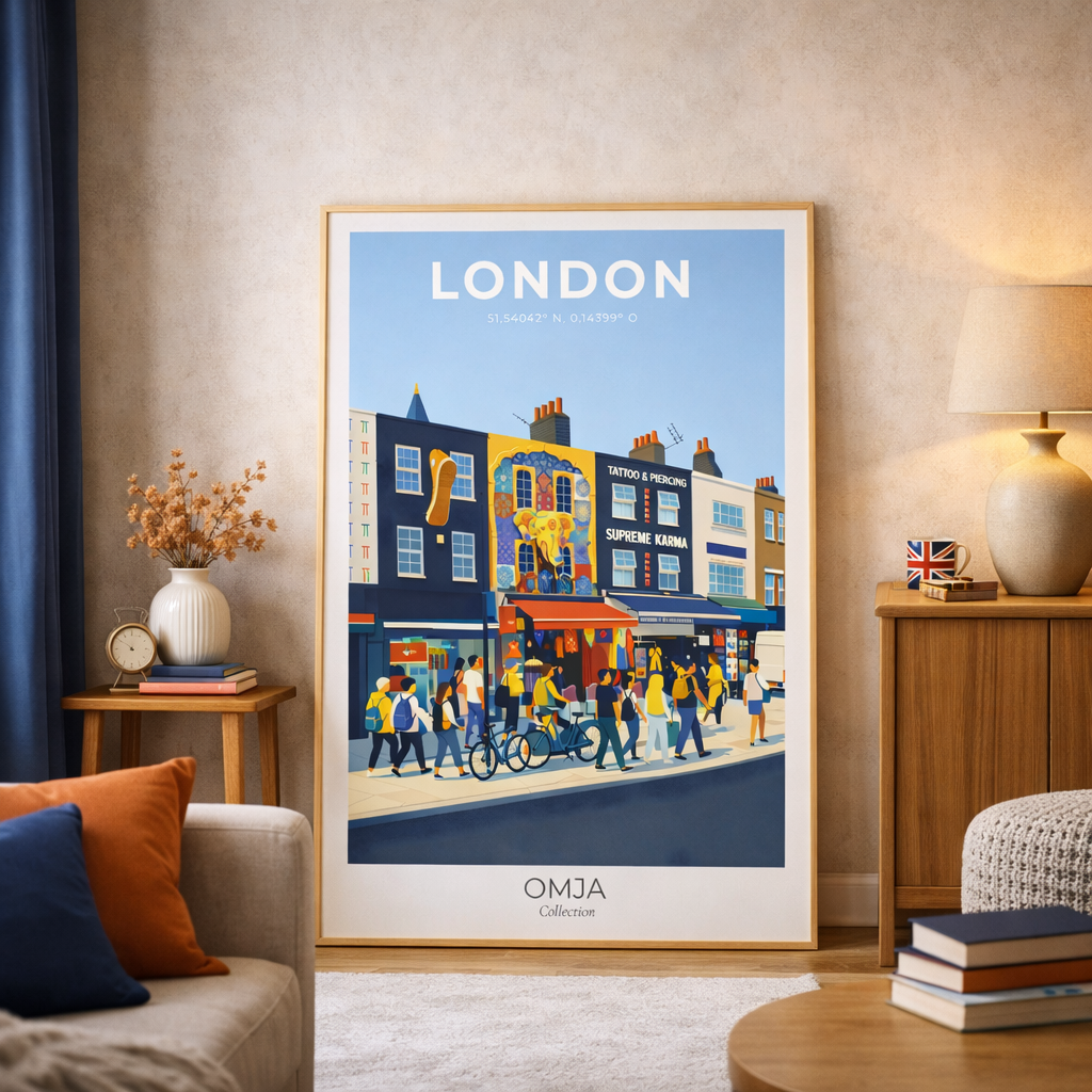 Affiche Londres Camden Town | Poster voyage UK | Art mural London | Décoration moderne | Cadeau city trip