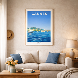 Cannes French Riviera Poster | French Riviera Travel Poster | Chic Mediterranean Decor | Riviera Gift