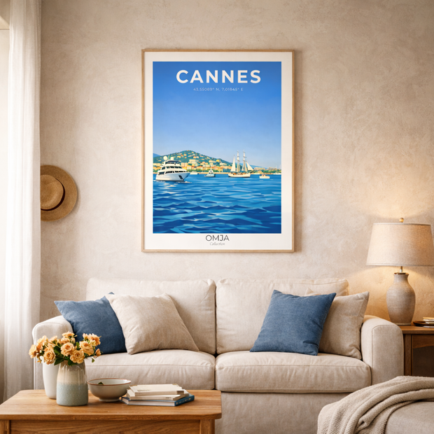 Cannes French Riviera Poster | French Riviera Travel Poster | Chic Mediterranean Decor | Riviera Gift