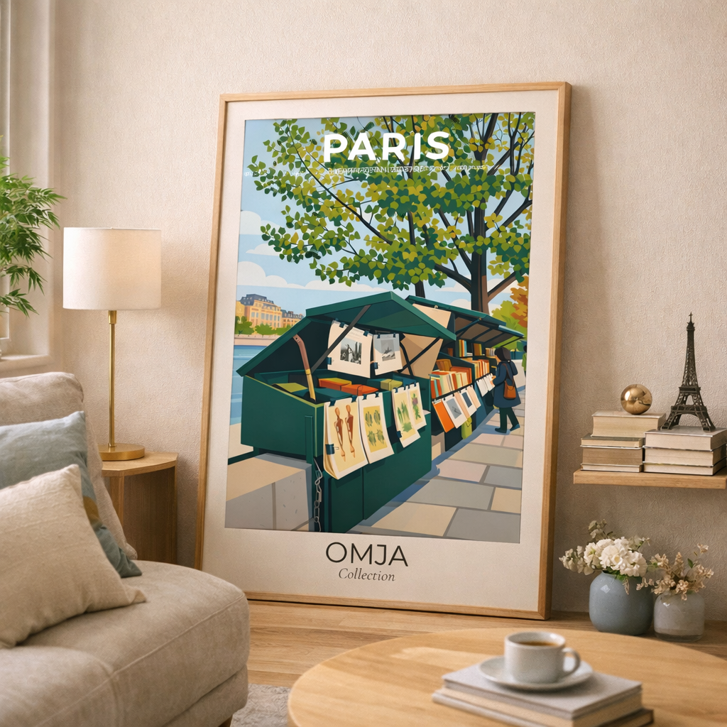 Affiche Paris – Bouquinistes au Bord de Seine | Poster Voyage Déco Murale