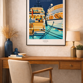 Affiche Saint-Tropez Port – glamour de la Côte d’Azur, poster voyage premium, déco méditerranéenne chic