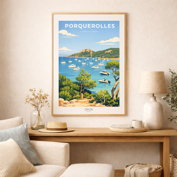 Porquerolles Poster – French Riviera | Mediterranean Travel Poster | Elegant Seaside Wall Decor